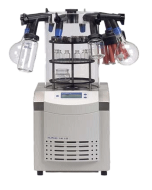 ALPHA 1-2 LDplus, process B, with 3 unheated shelves Ø 200 mm and connections for 8 flasks